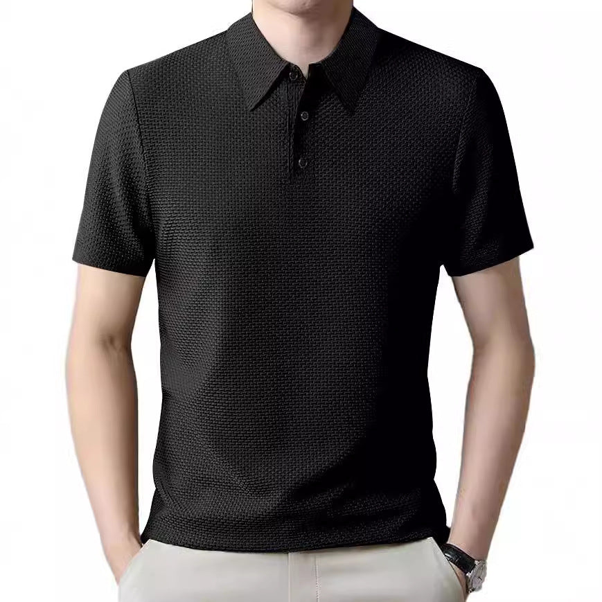 Herren Polohemd mit strukturiertem Design und atmungsaktiver Textur Echoarchiv