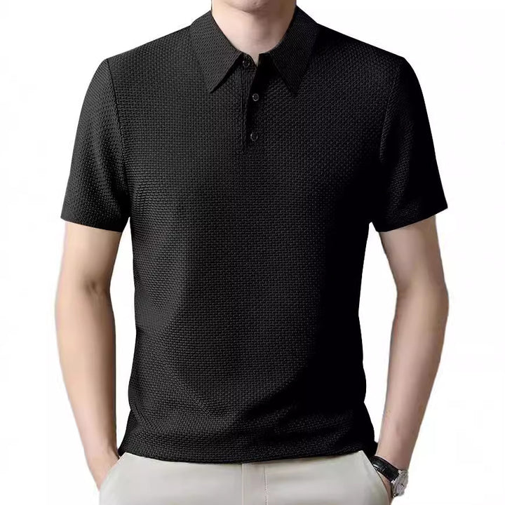 Herren Polohemd mit strukturiertem Design und atmungsaktiver Textur Echoarchiv