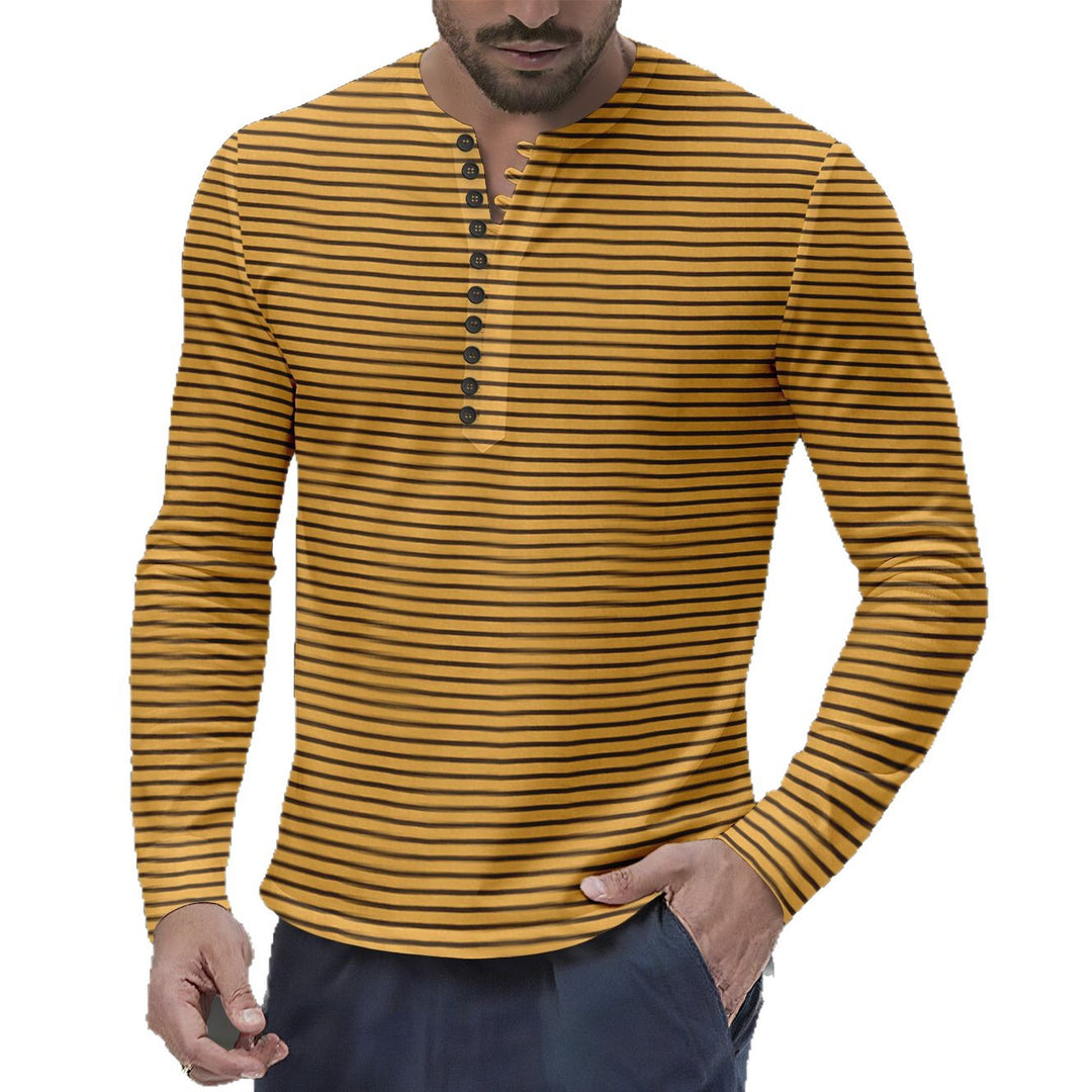 Herren Langarmshirt mit modernem Kragen und Knopfleiste Echoarchiv