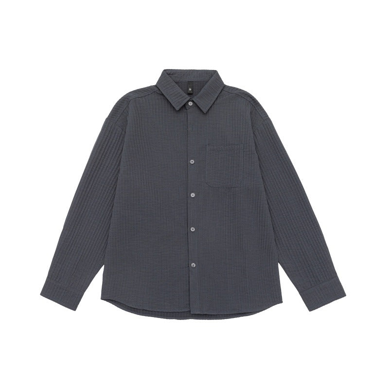 Unisex Texturierte Oversize-Hemdjacke mit Waffelstruktur und Brusttasche Echoarchiv