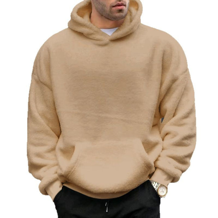 Herren Kuscheliger Oversize Kapuzenpullover aus Teddy-Fleece mit Kängurutasche – Cavarno