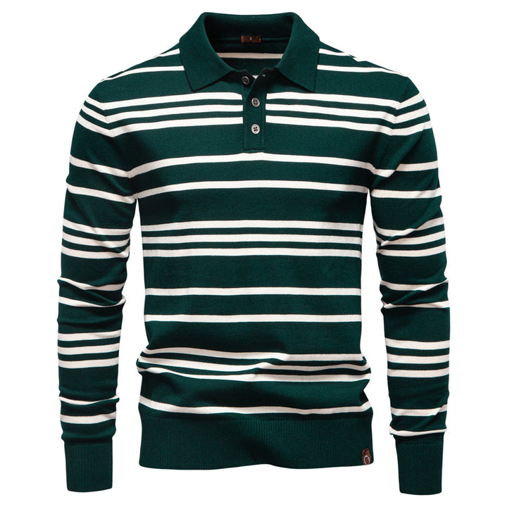 Herren Polo-Pullover mit modischem Streifenmuster und leichter Struktur Echoarchiv