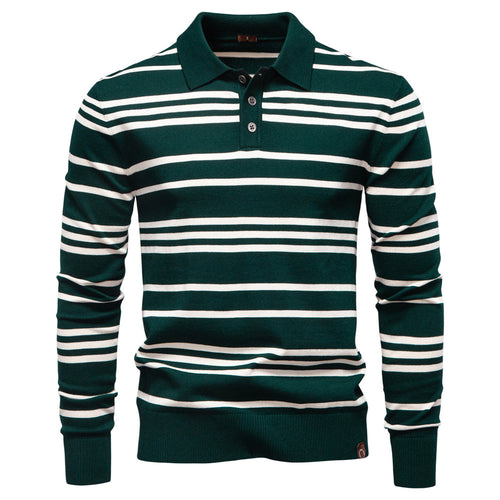 Herren Polo-Pullover mit modischem Streifenmuster und leichter Struktur Echoarchiv
