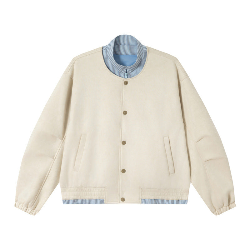 Unisex Kurz geschnittene Boxy-Blousonjacke aus Baumwollmix mit gesteppter Innenlage und Stehkragen Echoarchiv
