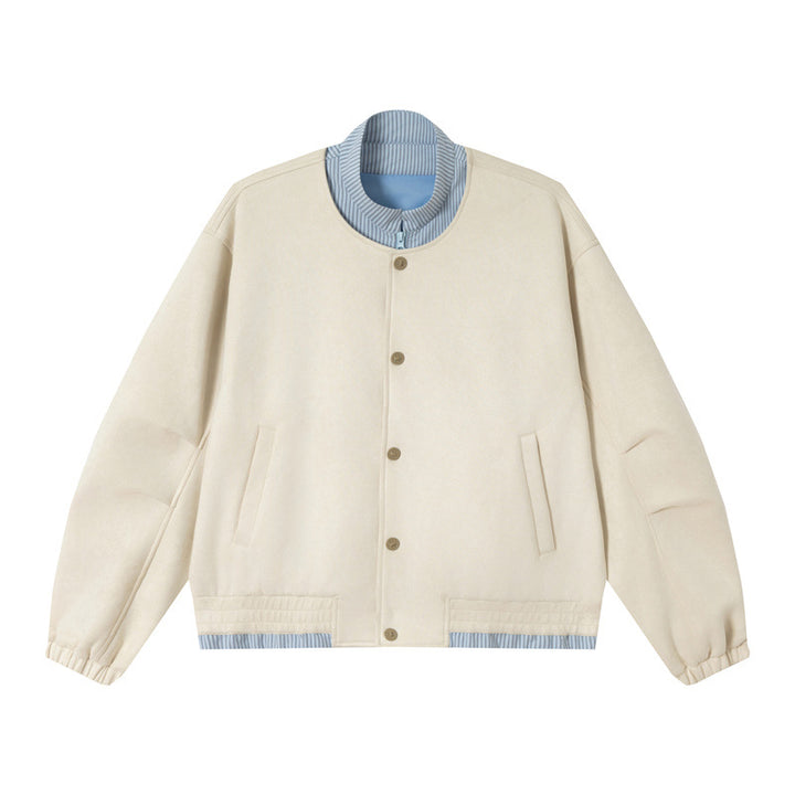 Unisex Kurz geschnittene Boxy-Blousonjacke aus Baumwollmix mit gesteppter Innenlage und Stehkragen Echoarchiv