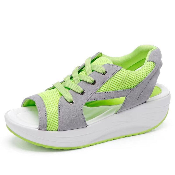 Damen  sportliche Keil-Sandale im Sneakerstil mit atmungsaktivem Mesh, gepolstertem Komfortfußbett und offener Zehenpartie Echo Archiv