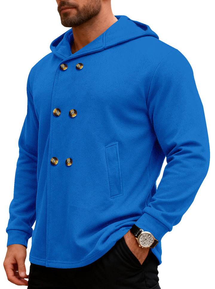 Herren Kapuzensweater mit doppelter Knopfverschluss und seitlichen Taschen Echoarchiv