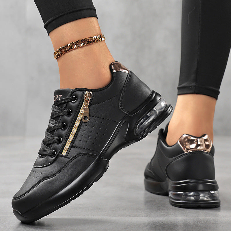 Damen Sportliche Plateausneaker mit Luftkissen und seitlichem Reißverschluss – Névara