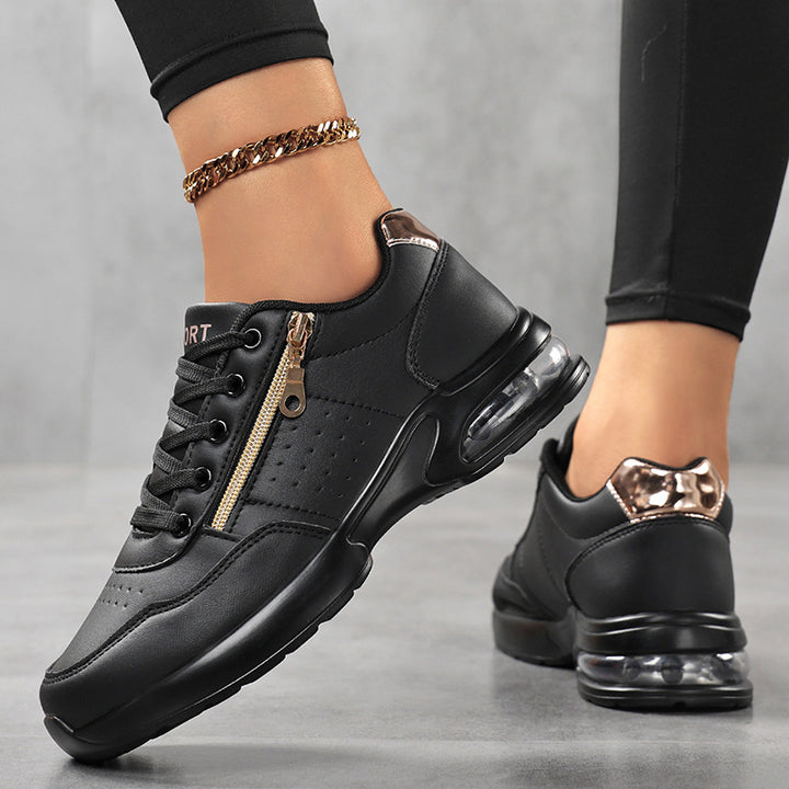 Damen Sportliche Plateausneaker mit Luftkissen und seitlichem Reißverschluss – Névara