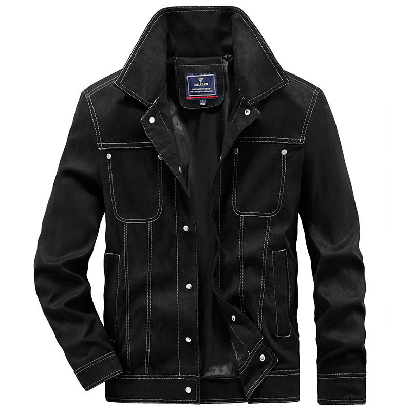 Herren Truckerjacke im Western‑Style mit Kontrastnähten und Druckknopffront Echo Archiv