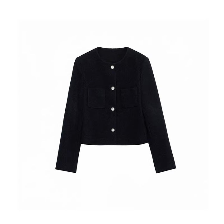 Damen moderne Cropped Jacke mit eleganten Knöpfen Echoarchiv