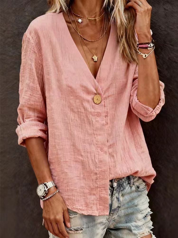 Damen Leichte V-Ausschnitt Bluse aus atmungsaktivem Material Echo Archiv