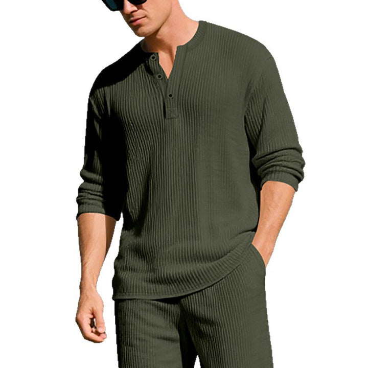 Herren Langarm Henley-Shirt aus atmungsaktivem Strukturstoff Echoarchiv