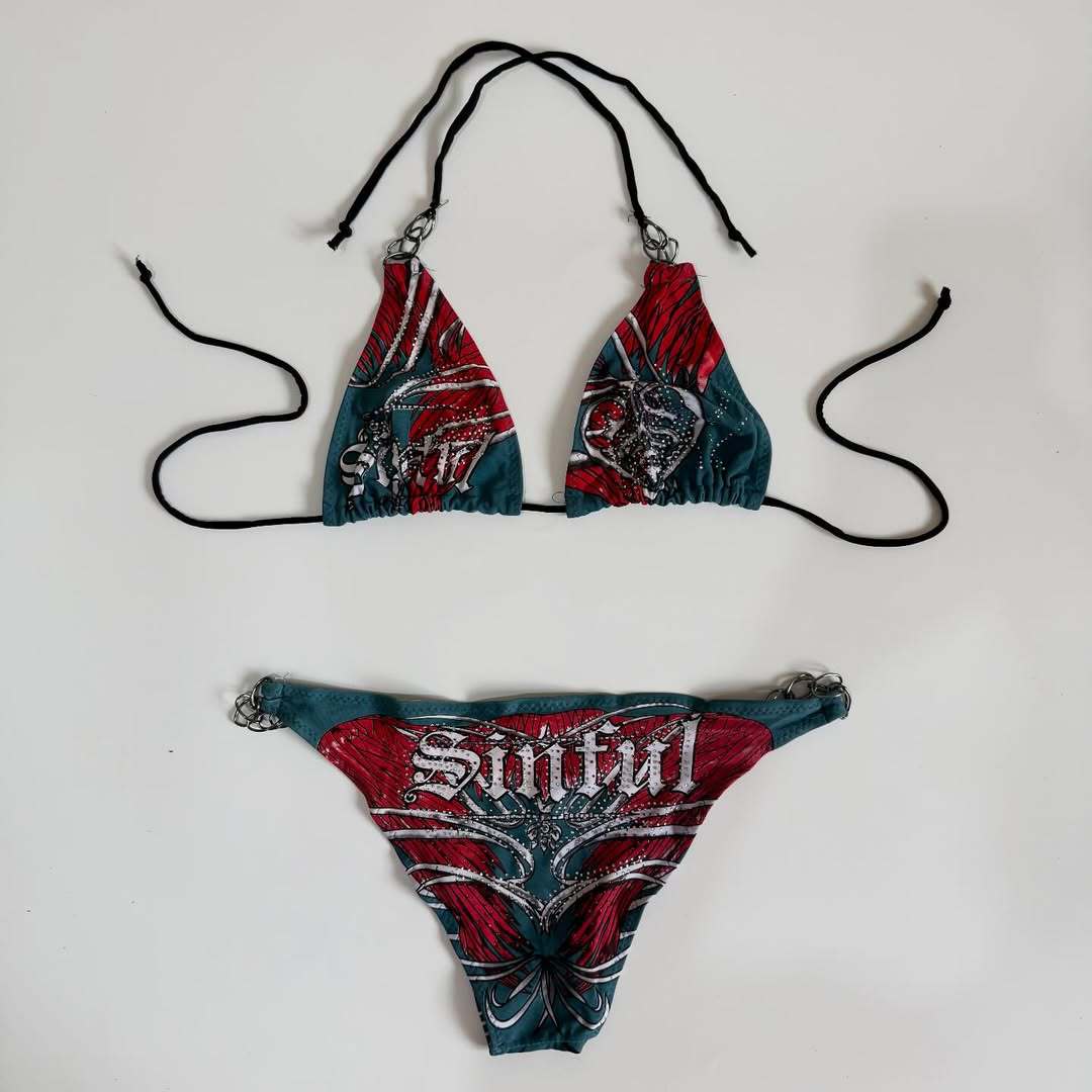 Damen Bikini mit einzigartigem Druck und verstellbaren Trägern Echo Archiv