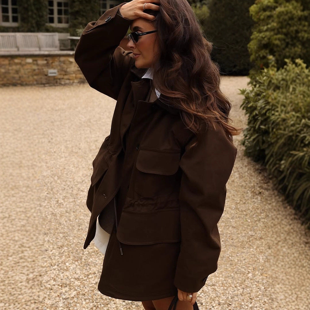 Damen Oversize Fieldjacke mit aufgesetzten Pattentaschen und Taillen-Zug Echoarchiv