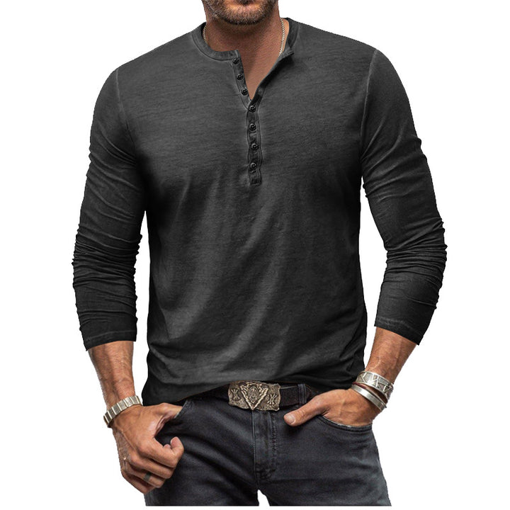 Herren Langarm-Hemd im Henley-Stil Echoarchiv