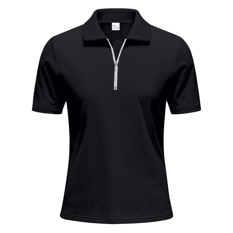 Herren Kurzarm Poloshirt mit Reißverschluss und strukturiertem Design Echoarchiv