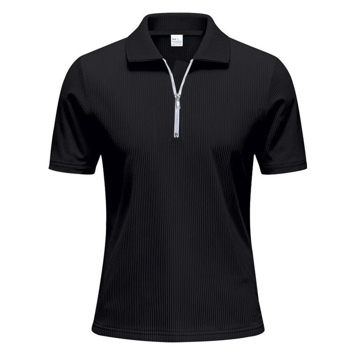 Herren Kurzarm Poloshirt mit Reißverschluss und strukturiertem Design Echoarchiv