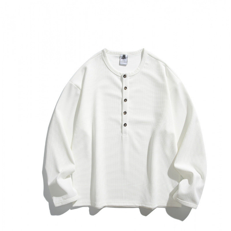 Unisex Waffelstruktur-Henleyshirt mit Knopfleiste und Oversize-Schnitt Echo Archiv