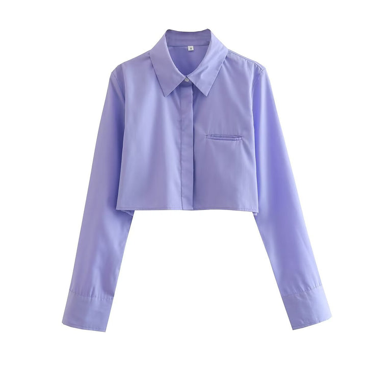 Damen nan kurze Hemdbluse mit klassischem Kragen, verdeckter Knopfleiste und Brusttasche Echo Archiv