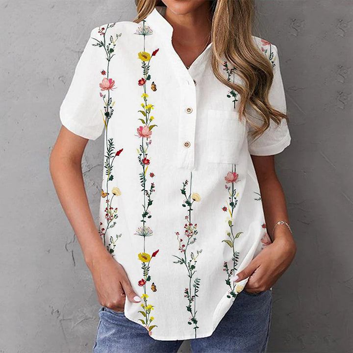 Damen elegante und florale Bluse mit Knopfdetail Echo Archiv