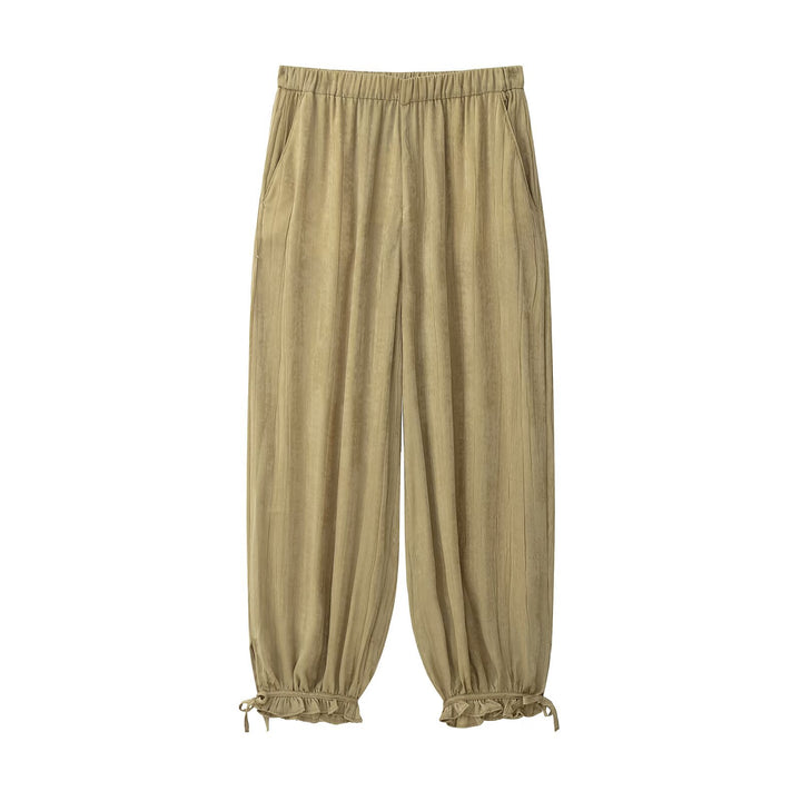 Damen Weite Crinkle-Hose mit Gummibund, Seitentaschen und Bindebündchen Echo Archiv