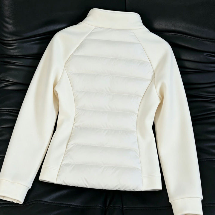 Damen Hybrid-Steppjacke mit wattierter Front, Raglanärmeln und hochschließendem Kragen – Célinea