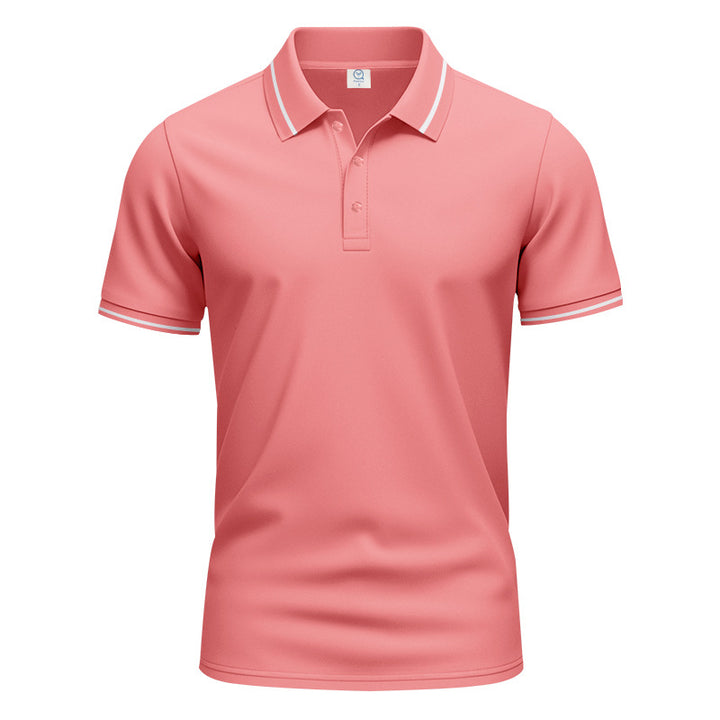 Herren nan atmungsaktives Interlock-Poloshirt mit Kontrast-Tipping, kurzer Knopfleiste und schmaler Silhouette Echo Archiv
