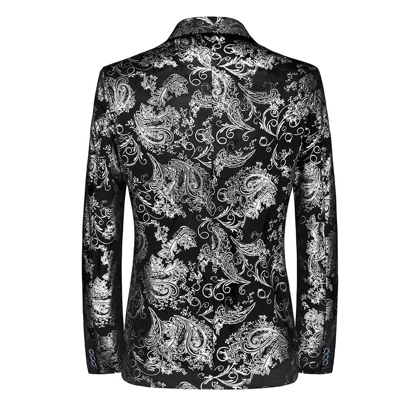 Herren nan ornamentaler Smokingblazer mit Schalkragen, Slim-Fit und edlem Paisley-Druck Echo Archiv