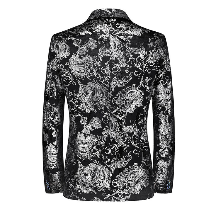 Herren nan ornamentaler Smokingblazer mit Schalkragen, Slim-Fit und edlem Paisley-Druck Echo Archiv