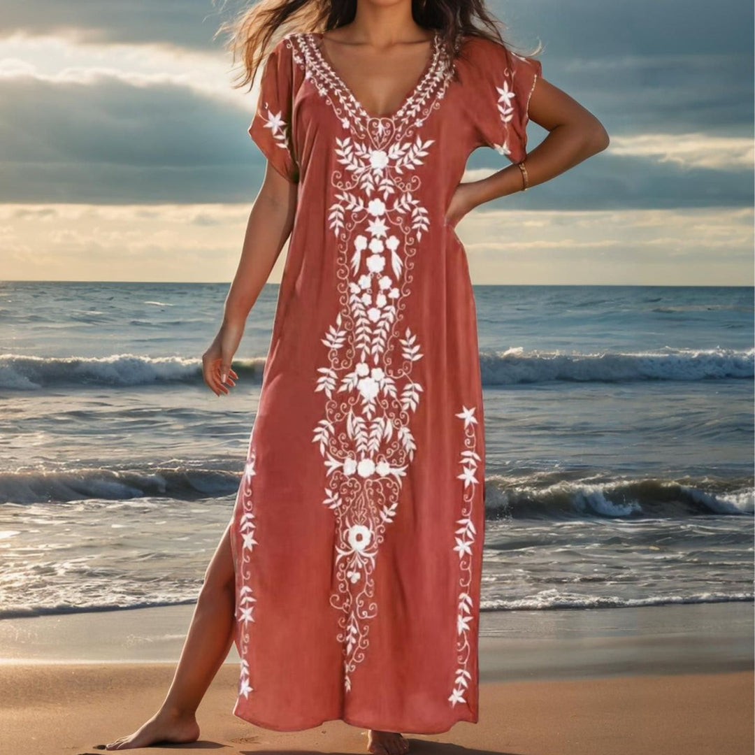 Damen eleganter Strandüberwurf mit filigranem Stickereidesign Echo Archiv