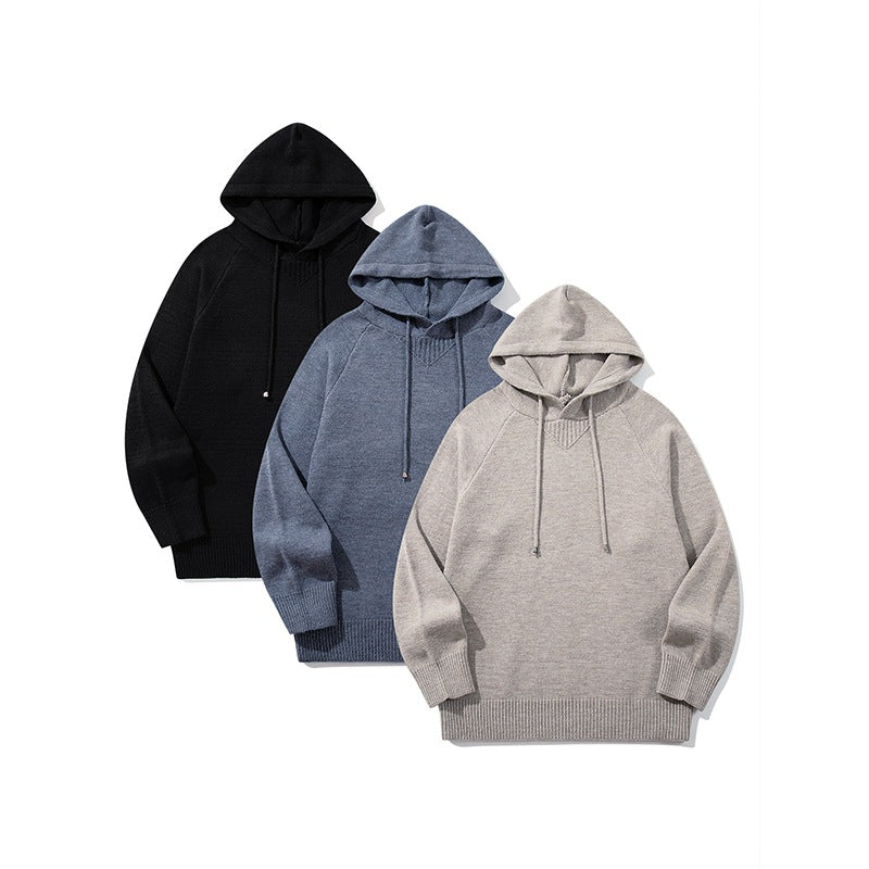 Unisex Strick-Kapuzenpullover mit Raglanärmeln und breitem Rippenbund Echoarchiv