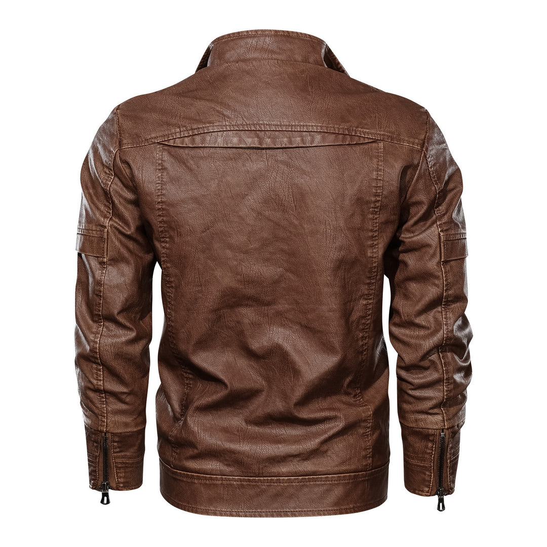 Herren lässige Kunstlederjacke mit praktischen Taschen und modischem Schnitt Echoarchiv