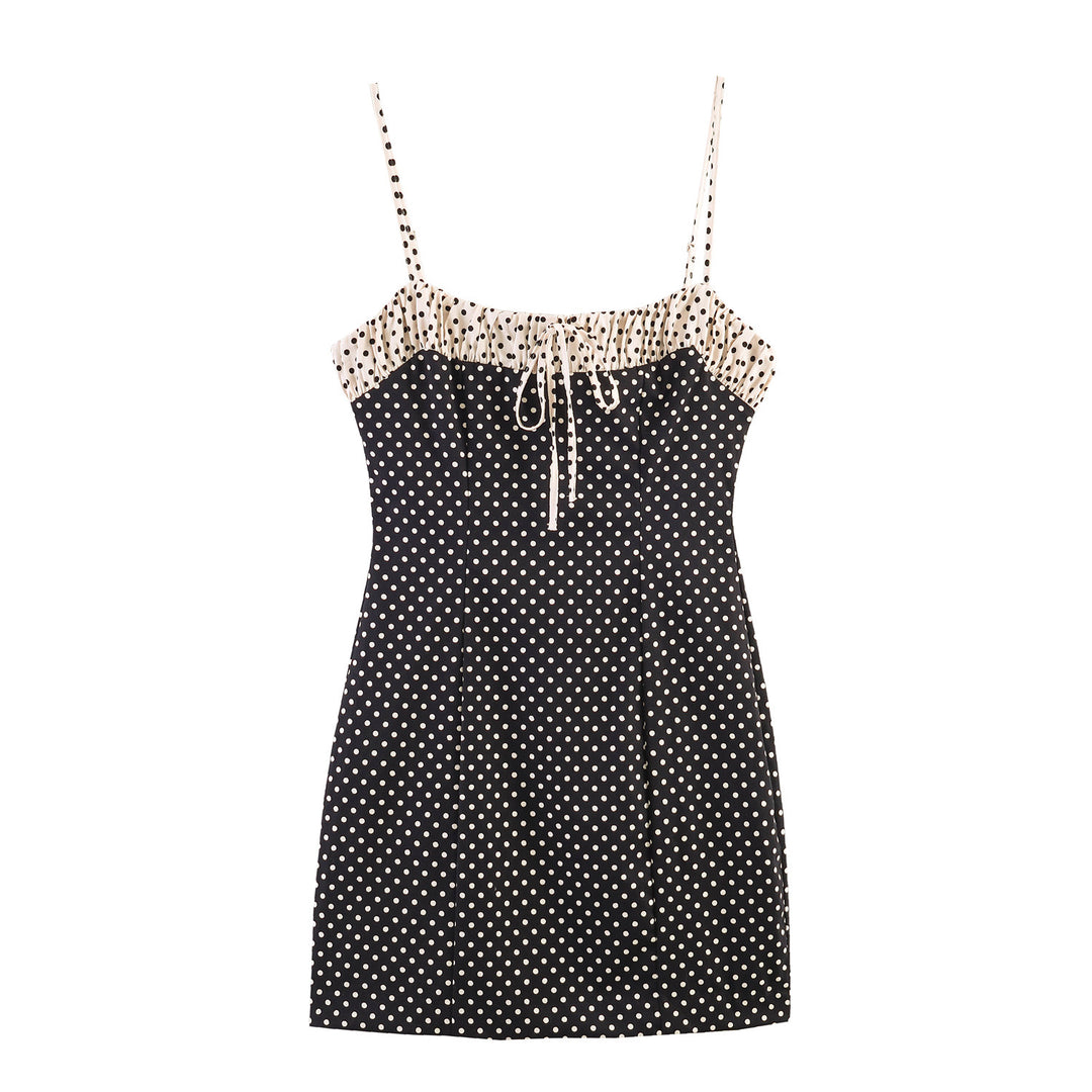 Damen Spaghettiträgerkleid mit Raffungen und Polka-Dots Echo Archiv