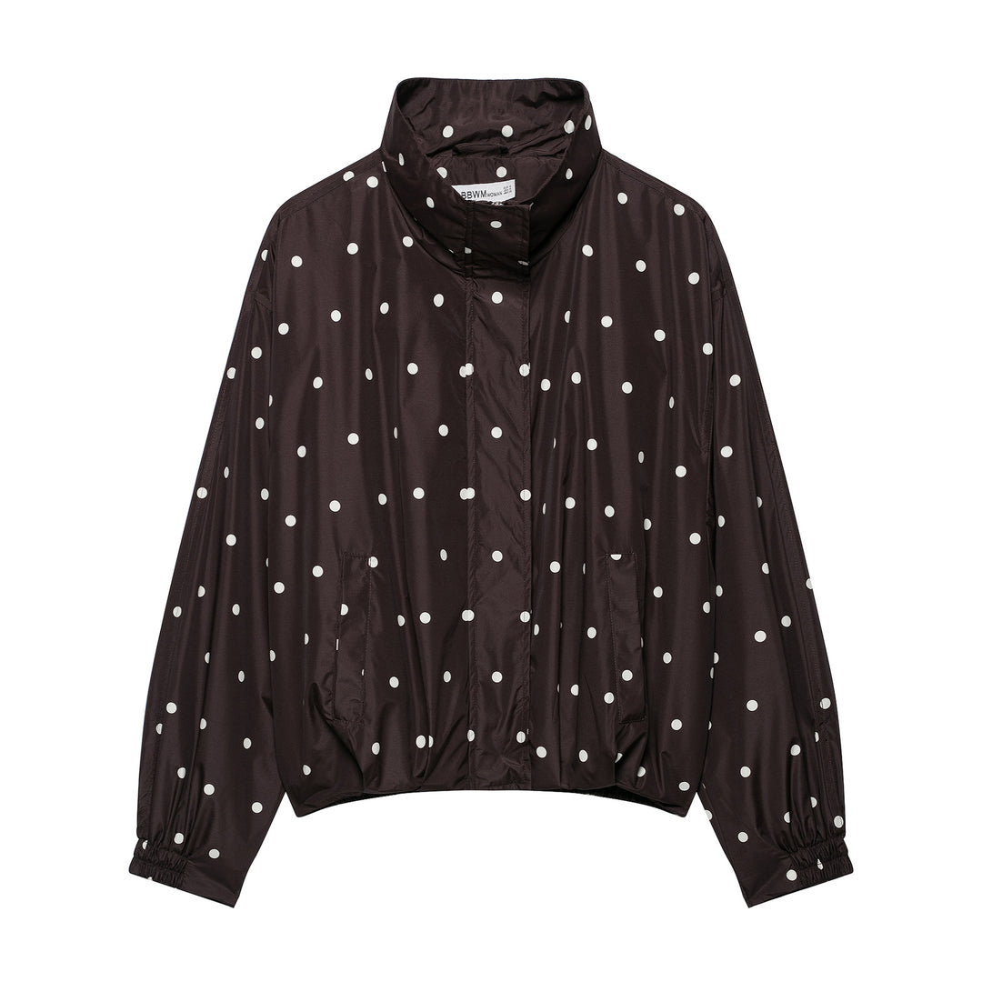 Damen Leichte wattierte Windjacke mit Stehkragen und Polka‑Dot‑Print Echo Archiv