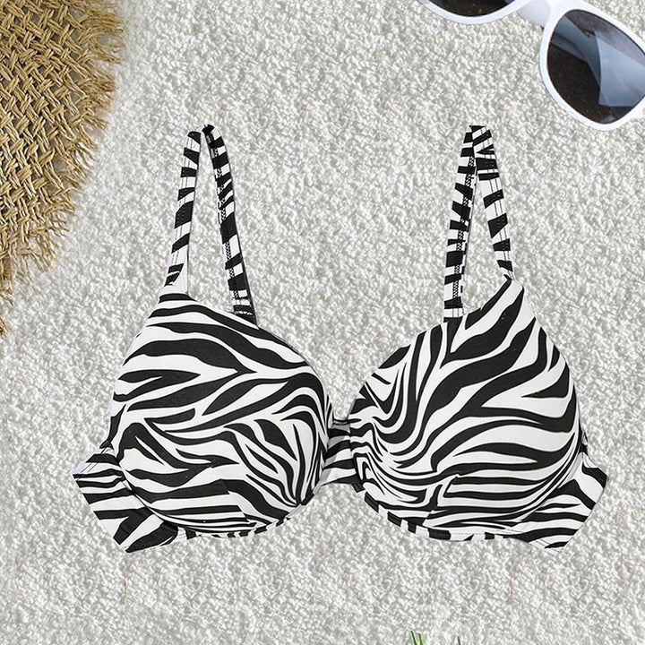 Damen Triangel-Bikini mit raffinierten Rüschen und modischem Zebramuster Echo Archiv