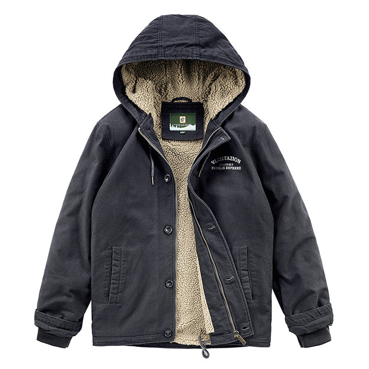 Herren Kapuzen-Canvasparka mit Teddyfleece-Innenfutter und Windschutzleiste Echo Archiv