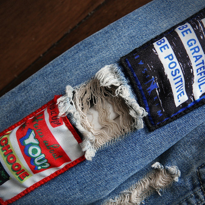 Herren Modische Denimjacke mit kreativen Applikationen Echoarchiv