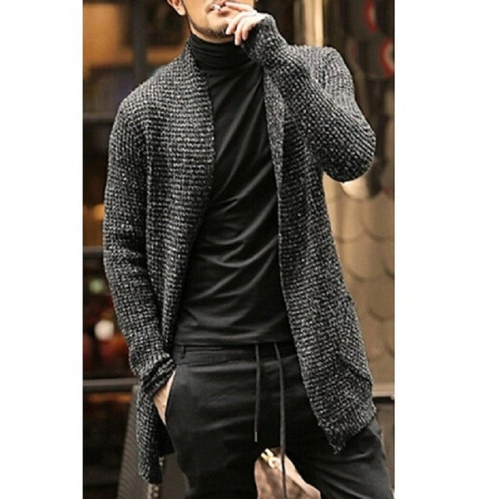 Herren Großer Strickcardigan mit offenem Frontdesign und strukturierter Oberfläche Echoarchiv