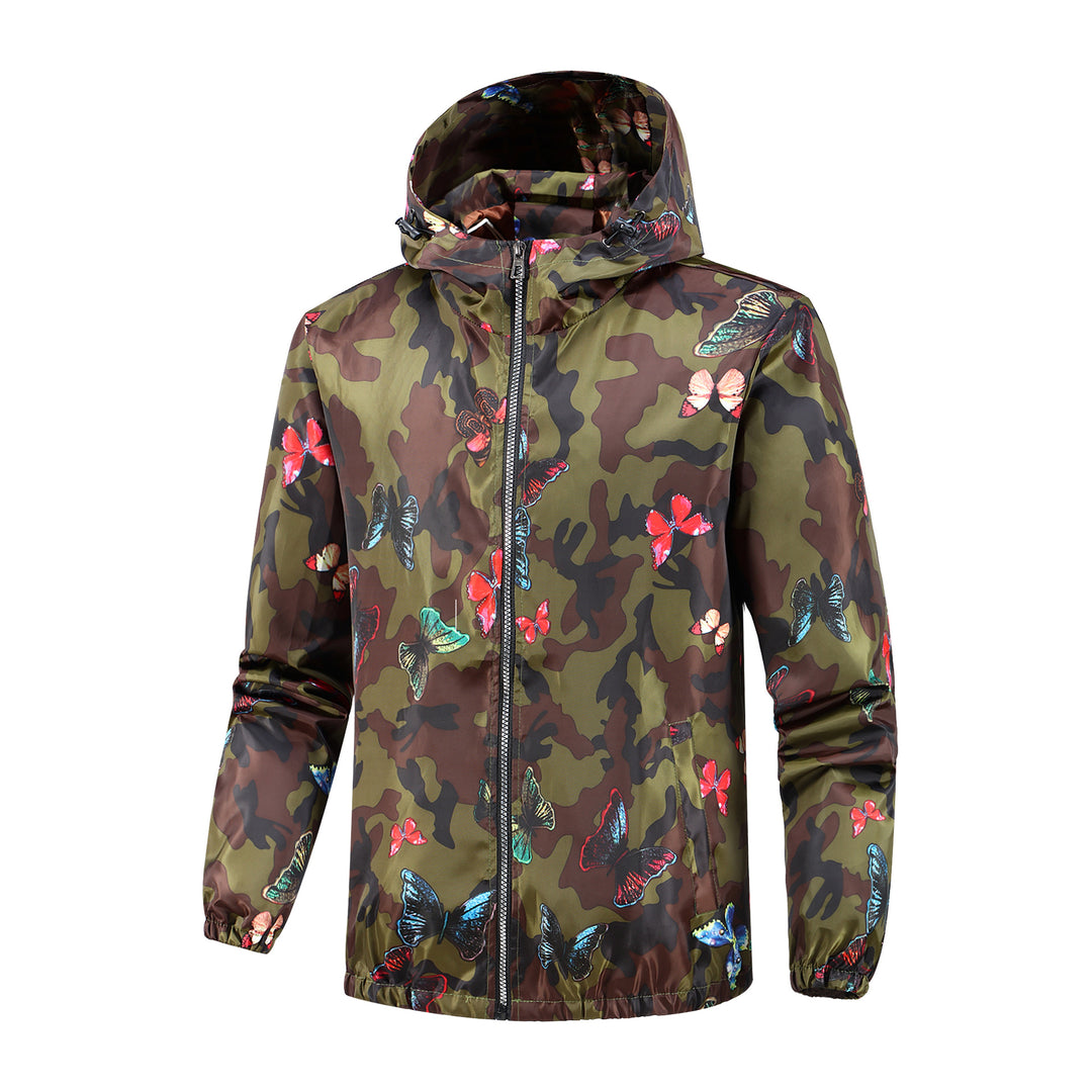 Damen Leichte Camo-Jacke mit buntem Schmetterlingsdruck Echo Archiv
