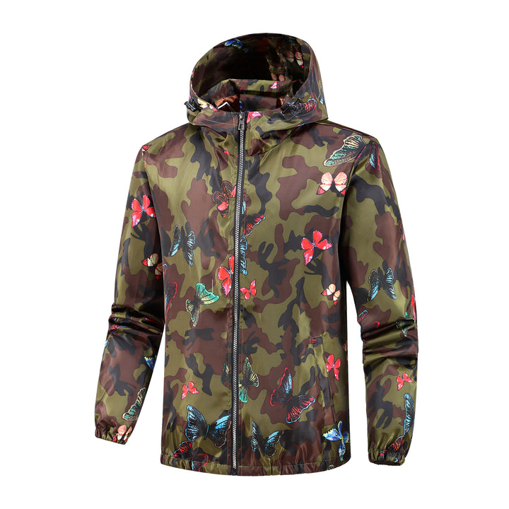 Damen Leichte Camo-Jacke mit buntem Schmetterlingsdruck Echo Archiv