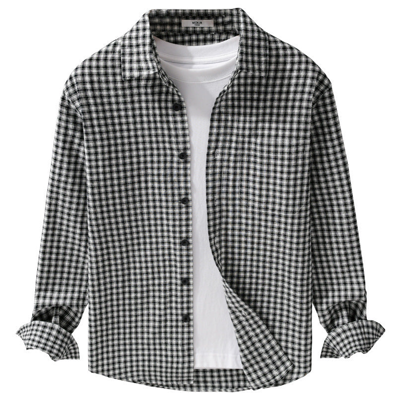 Herren Karo-Lounge-Hemdjacke aus Baumwollmix mit Relaxed-Fit und Button-Down-Front Echoarchiv
