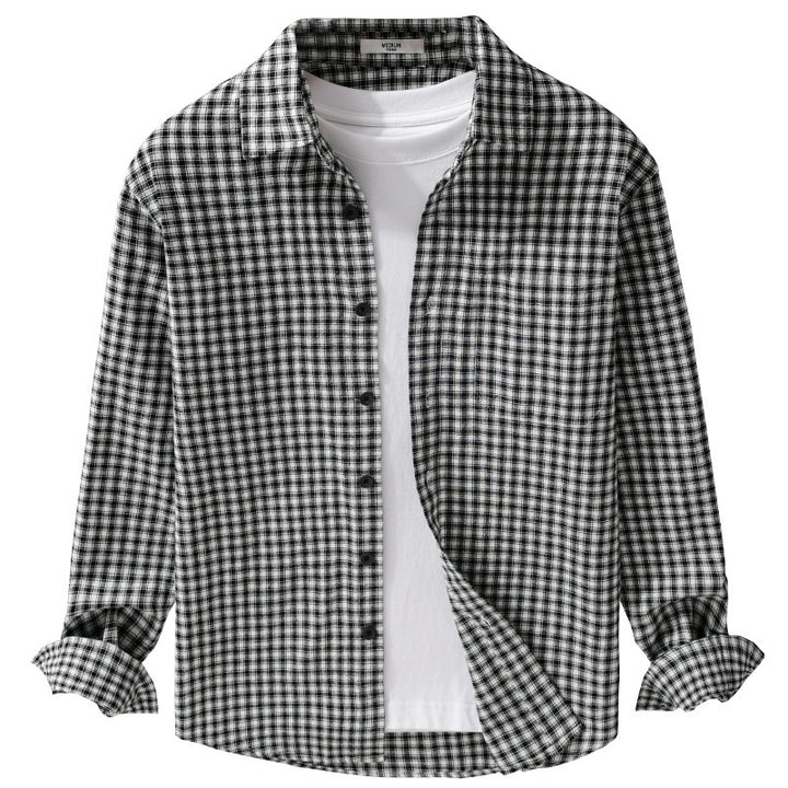 Herren Karo-Lounge-Hemdjacke aus Baumwollmix mit Relaxed-Fit und Button-Down-Front Echoarchiv
