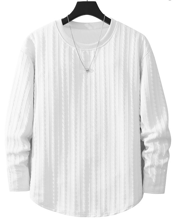 Herren Feinstruktur-Grobstrick Rundhals-Sweatshirt mit Zopfmuster & relaxed Schnitt Echoarchiv