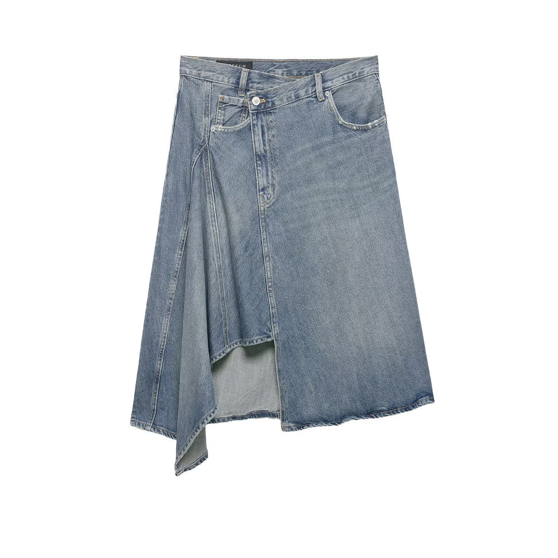 Damen Asymmetrischer Denim‑Wickelrock mit Einsätzen und Taschen Echo Archiv