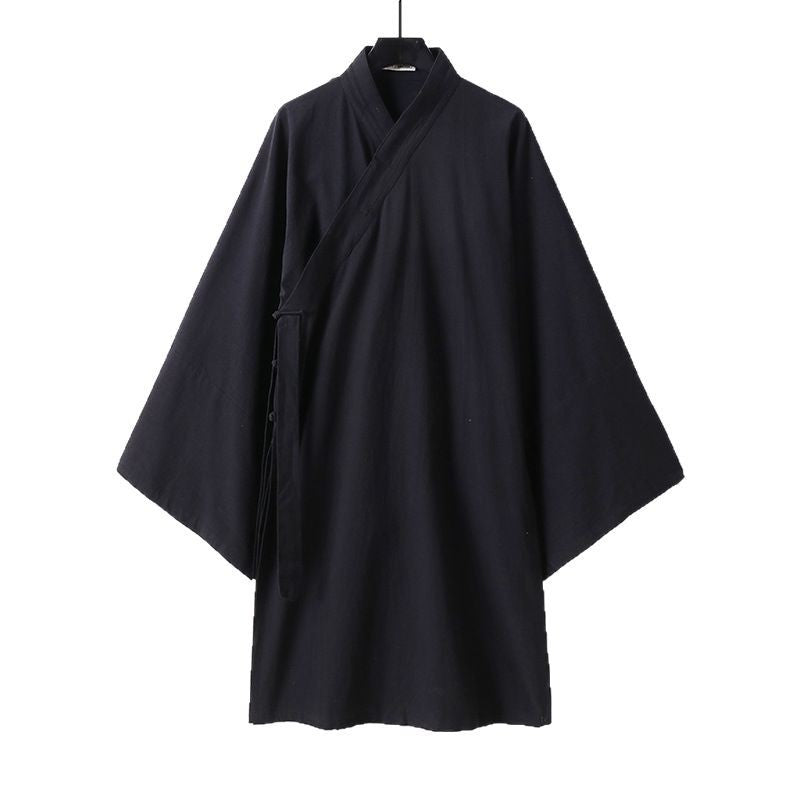 Unisex Oversize Kimono-Mantel mit weitem Ärmel und asymmetrischer Wickelvorderseite Echoarchiv