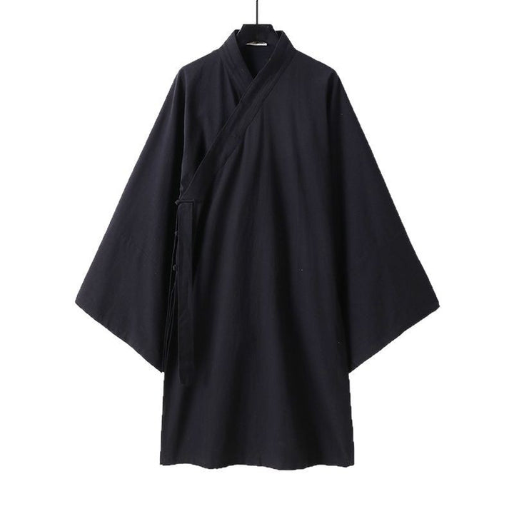 Unisex Oversize Kimono-Mantel mit weitem Ärmel und asymmetrischer Wickelvorderseite Echoarchiv