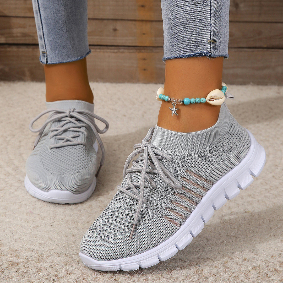 Damen nan gestrickte Sock-Sneaker mit elastischem Schaft, dekorativer Schnürung und flexibler Profilsohle Echo Archiv
