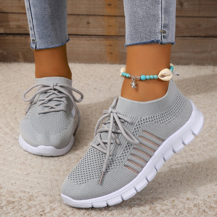 Damen nan gestrickte Sock-Sneaker mit elastischem Schaft, dekorativer Schnürung und flexibler Profilsohle Echo Archiv