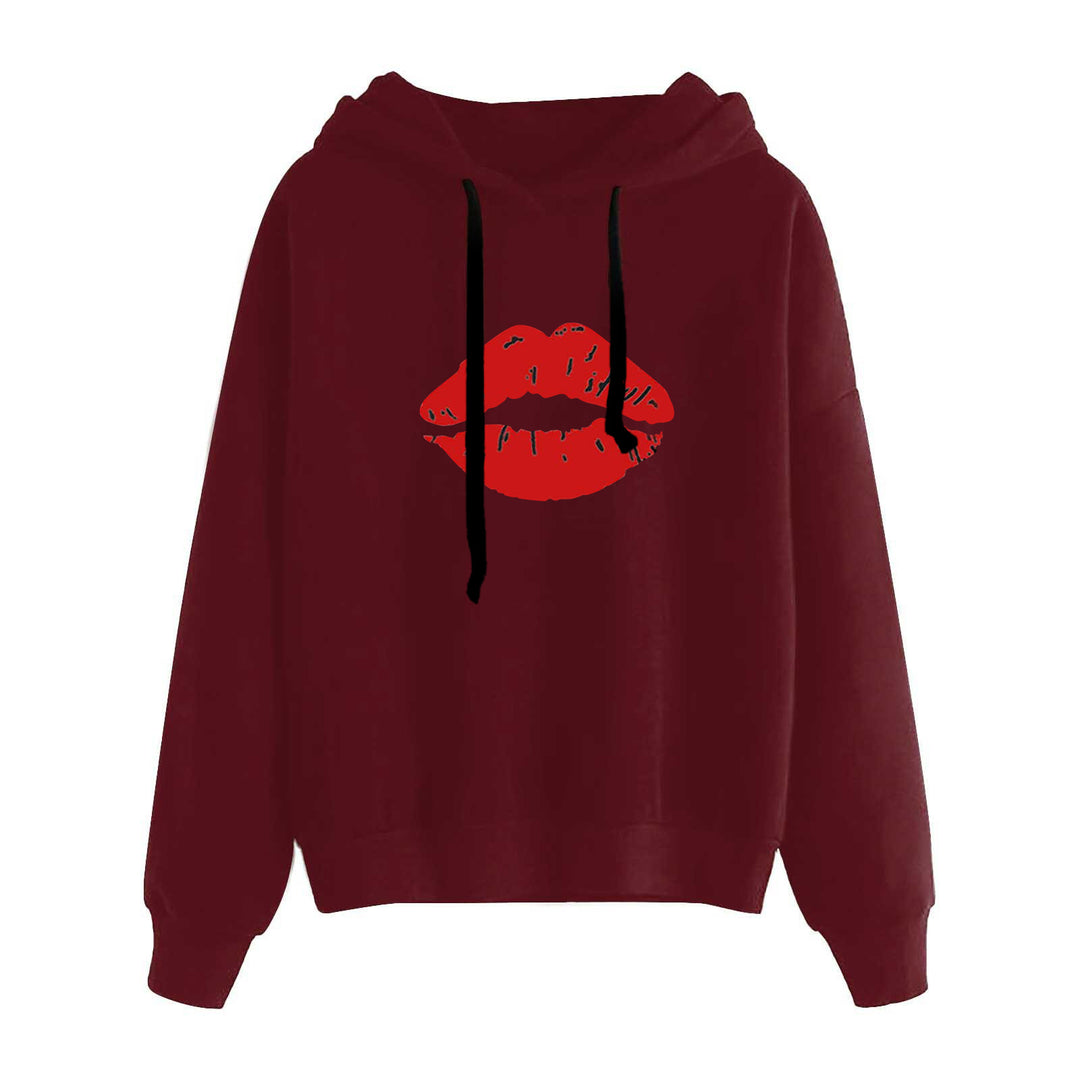 Damen lässiger Oversize Kapuzenpullover mit Herz‑und‑Pfotenprint, Kordelzug und gerippten Bündchen – Auréline